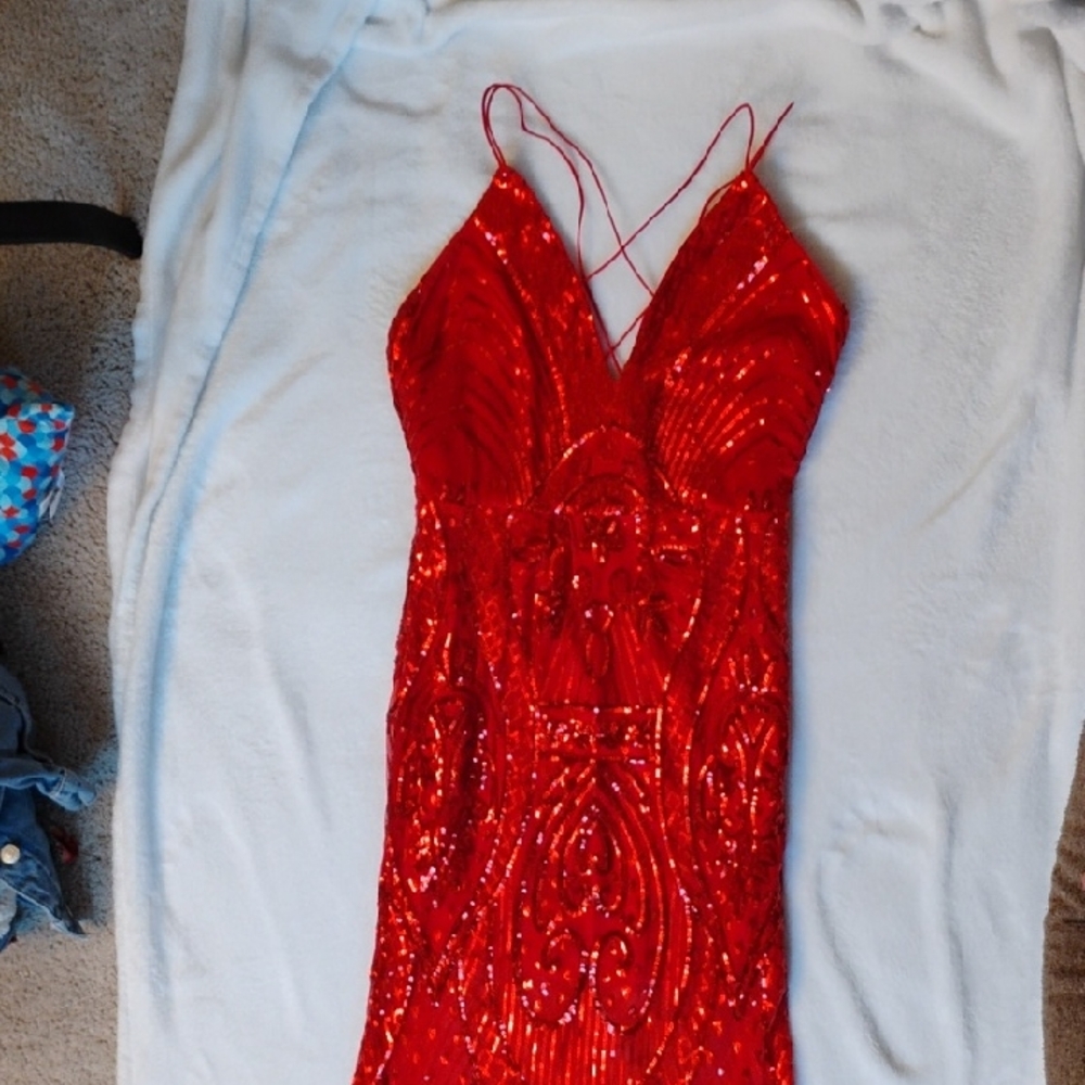 Elegant Red Sequin Dress
